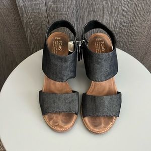 Tom’s denim cutout sandals with zipper detail